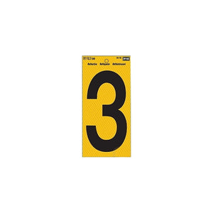 Hy-Ko RV-75/3 Reflective Sign, 5 in H Black Character, Yellow Background, Vinyl