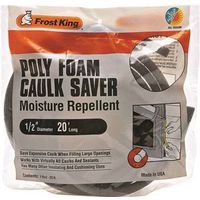 Frost King C22H Caulk Saver, 1/2 in Dia, 20 ft L, Polyfoam, Gray