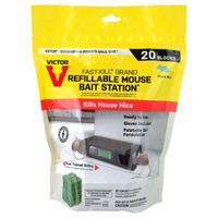 Victor M923 Mouse Bait Station with 19 Bait Block Refills and Disposable Gloves, 2-Opening, Plastic