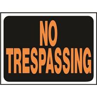 Hy-Ko Hy-Glo Series No Trespassing Sign, 8.5 x 12 in, Rectangular, Black Background (3014)