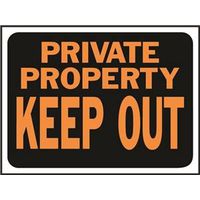 Hy-Ko Hy-Glo Series Rectangular Identification Sign, "Private Property Keep Out," Fluorescent Orange