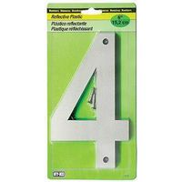 Hy-Ko 30800 Series Reflective Sign, 4 Characters, 6 in H, Black/Silver Plastic (30804)