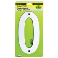 Hy-Ko 30800 Series Reflective Sign, Character 0, 6" H, Black/Silver, Plastic (30810)