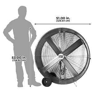 MaxxAir Portable Drum Fan, 120V, 2-Speed, 10,100 to 18,000 CFM, Black/Red (BF48BDRED)