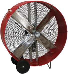 MaxxAir Portable Drum Fan, 120V, 2-Speed, 10,100 to 18,000 CFM, Black/Red (BF48BDRED)