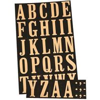 Hy-Ko Packaged Letter Set, 1.75" Gold Characters on Black Mylar Background (MM-3L)