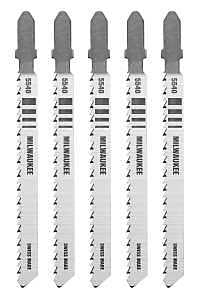 Milwaukee Jig Saw Blade, 9/32" W, 4" L, 10 TPI, High-Carbon Steel, 5-Pack (48-42-5540)
