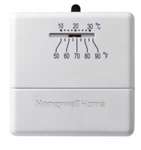 Honeywell Non-Programmable Thermostat, 50°F, 3.12"W x 0.88"D (Model CT30A)