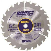Irwin Marathon 14011 Circular Saw Blade, 5-1/2" Dia, 0.39" Arbor, 24 Teeth, Carbide Edge