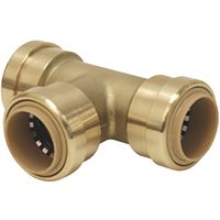 B&K ProLine Series Reducing Pipe Tee, 3/4" x 3/4" x 1/2", Push-Fit, Brass