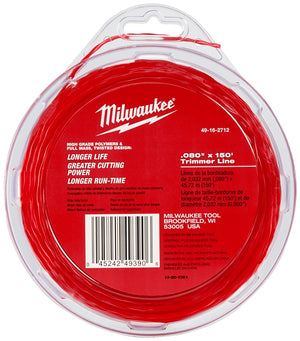 Milwaukee 49-16-2712 Trimmer Line, 0.08 in Dia, 150 ft L, Polymer, Black