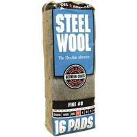 Homax Steel Wool, #0 Grit, Fine, Gray, 12PK