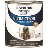 Rust-Oleum 1986502 Enamel Paint, Water, Gloss, Dark Gray, 1 Qt Can, 120 Sq-Ft Coverage Area
