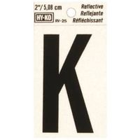 Hy-Ko Reflective Vinyl Letter K, 1.5 in W x 3 in H, Black