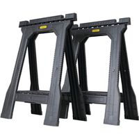 STANLEY STST60952 Folding Sawhorse, 800 lb, 32 in H, Plastic, Black, SAWHORSE JR FOLDING TWIN
