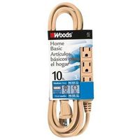 CCI 2865 Extension Cord, 16 AWG, 10 ft L, 13 A, Beige, 3 Outlets