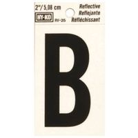 Hy-Ko Reflective Vinyl Letter "B," 1.5" W x 3" H, Black Character (RV-25/B)