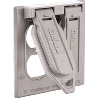 Hubbell 5148-0 Gray Powder-Coated Aluminum WP DBL Flip Cover, 1-13/32 in Dia, 4-17/32 in L, 4-17/32