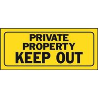 Hy-Ko Rectangular Fence Sign, "Private Property - Keep Out," Black on Yellow, Plastic