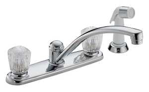 Delta Classic Series Kitchen Faucet with Side Sprayer, Chrome, 5-7/16" H Spout, Brass