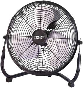PowerZone 14" Floor Fan, 120VAC, 3-Speed, 3-Blade, 120° Rotating, Black (LF-14)