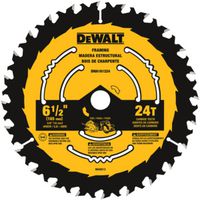 DEWALT DWA161224 Circular Saw Blade, 6-1/2 in Dia, 24 Teeth, Tungsten Carbide Cutting Edge