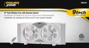 PowerZone Reversible Fan, 120V, 9" Blade, 12 Blades, 3-Speed, Touch Panel & Remote Control, White