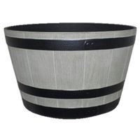 Southern Patio HDR-055488 Whiskey Barrel Planter, 22.24 in Dia, 13.04 in H, Round, Birchwood Gray