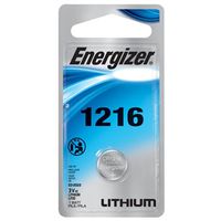Energizer ECR1216BP Coin Cell Battery, 3V, 25mAh, CR1216, Lithium, Manganese Dioxide