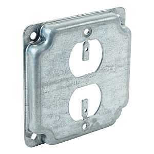Southwire G1938 Box Cover, 4 in W, Square, 2-Gang, Steel, Silver, Galvanized