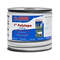 Zareba Fi-Shock PT656W1-FS Polytape, 656 ft L, 1 in W, 8-Strand, Stainless Steel, White