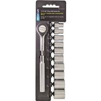 Vulcan 11PC-3S Socket Set, Chrome Vanadium Steel, 3/8" Drive