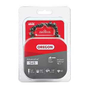 Oregon S45 Chainsaw Chain, 12 in L Bar, 0.05 Gauge, 3/8 in Pitch, 45-Link