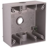 Hubbell 5333-0 Weatherproof Box, 18.3 cu-in, 3-Outlet, 2-Gang, Aluminum, Gray, Powder-Coated