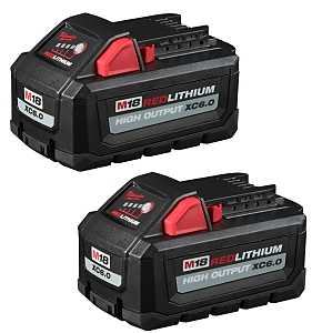 Milwaukee M18 REDLITHIUM Battery Pack, 18V, 6Ah, Includes (2) Batteries, XC6.0 REDLITHIUM