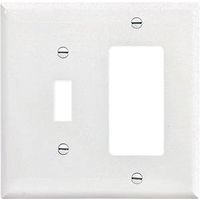 Eaton PJ126W Wallplate, 4.92 in L, 4.88 in W, 2-Gang, Polycarbonate, White, High-Gloss