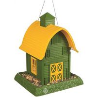 North States 9096 Hopper Bird Feeder, Barn, 5 lb, Green/Yellow, 13-1/4 in H, Hanging/Pole Mounting