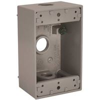 Hubbell 5320-5 Weatherproof Box, 18.3 cu-in, 3-Outlet, 1-Gang, Aluminum, Gray