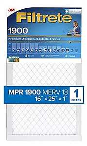 Filtrete Air Filter, 25" L x 16" W, 13 MERV, 1900 MPR, Polypropylene Frame