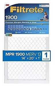 Filtrete Air Filter, 20" L x 14" W, MERV 13, 1900 MPR, Polypropylene Frame