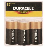 Duracell MN1300R4Z D Battery, 1.5V, 14Ah, Alkaline, Manganese Dioxide, Black, 4 Pack
