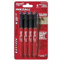 Milwaukee INKZALL Series Jobsite Marker, Fine Point, Black, 4 Count