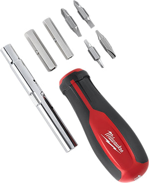 Milwaukee 48-22-2760 Screwdriver, 3/16, 1/4, 5/16, 3/8 in Drive, 10 in OAL, Rubber Handle, Tri-Lobular Handle