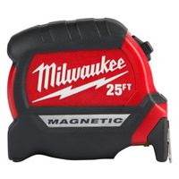 Milwaukee 48-22-1025M Tape Measure, 25 ft L Blade, 1 in W Blade, Black/Red Case