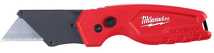 Milwaukee FASTBACK 48-22-1500 Compact Utility Knife, 1.27 in L Blade, 0.02 in W Blade, Steel Blade, 1-Blade, Red Handle