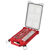 Milwaukee 48-22-9481 SAE Ratchet and Socket Set, Alloy Steel, Chrome, 3/8 in Drive