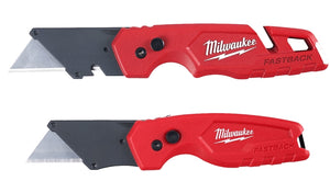 Milwaukee FASTBACK Series Folding Utility Knife Set, 2-Piece, Carbon Steel/Composite, Red