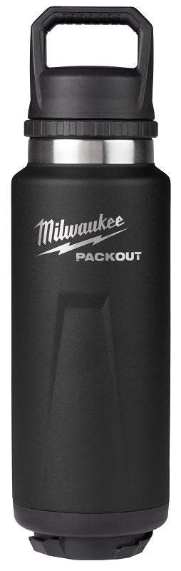Milwaukee PACKOUT Series Insulated Bottle, 36 oz, Stainless Steel, Black