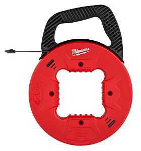 Milwaukee 48-22-4181 Fish Tape, 1/4 in W, 25 ft L, Steel, Black/Red Case