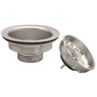 Plumb Pak PP8PC Basket Strainer, Fixed Stick Post, Stainless Steel, Chrome, 3-1/2 in Dia Opening